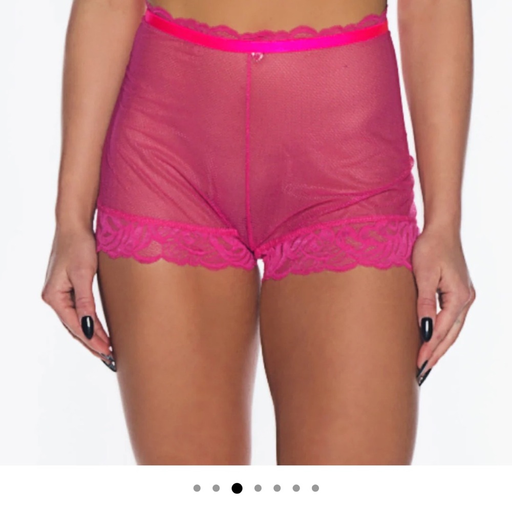 New with tag - Demery Jayne International Women's Pink Lace Trim Mesh Shorts